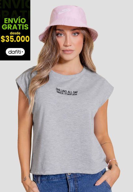 Camiseta Mujer Gris Jaspe Atypical 106862