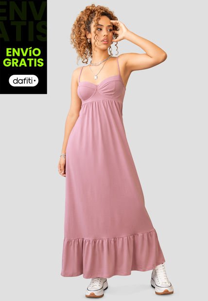 Vestido Largo Mujer Palo De Rosa Atypical 101322