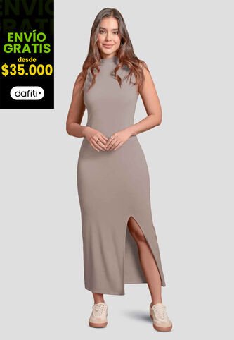 Vestido Largo Mujer Café Pardo Atypical 103739 Atypical