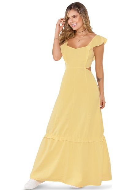 Vestido Largo Juvenil Amarillo Pastel Atypical 87061