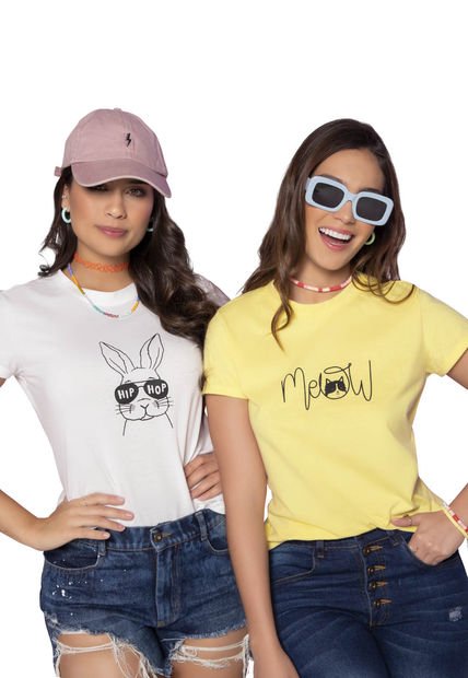 Camiseta Mujer Amarillo Pastel Atypical 3752