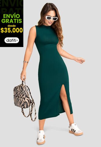 Vestido Largo Mujer Verde Atypical 103739 Atypical