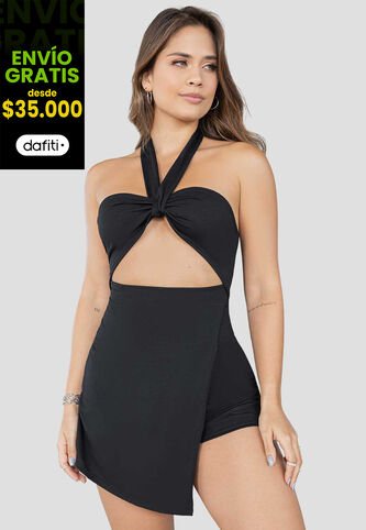 Enterizo Corto Mujer Negro Atypical 4911 Atypical