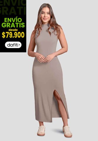 Vestido Largo Mujer Café Pardo Atypical 103739 Atypical