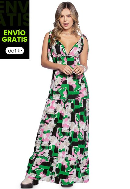 Vestido Largo Mujer Multicolor Atypical 87054