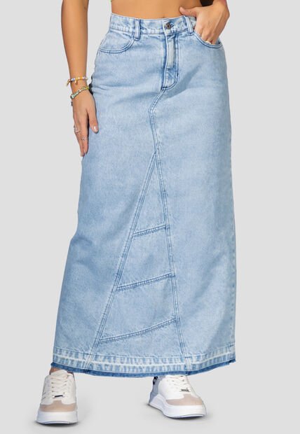 Falda Larga Mujer Azul Claro Atypical 100400