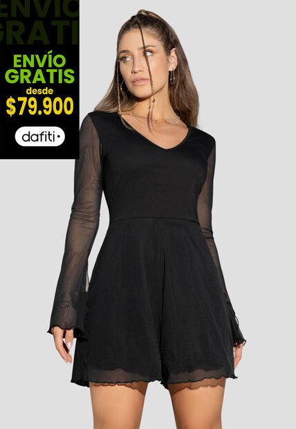 Enterizo Corto Mujer Negro Atypical 103314