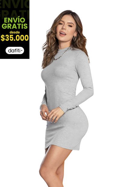Vestido Corto Mujer Gris Jaspe Atypical 4539