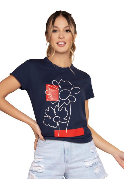 Camiseta Mujer Azul Navy Atypical 9560