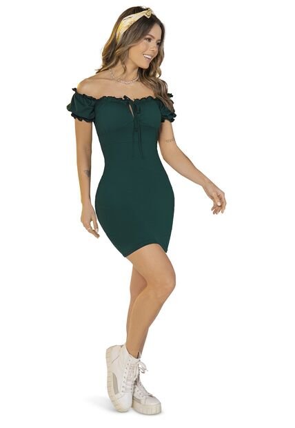 Vestido Corto Mujer Verde Botella Atypical 92438