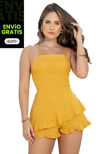 Enterizo Corto Mujer Mostaza Atypical 87055