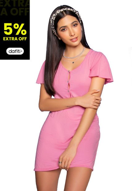 Vestido Corto Mujer Rosa Atypical 32582