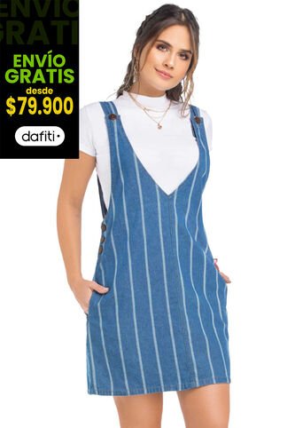 Jardinera Corta Juvenil Para Mujer Atypical -Azul Atypical