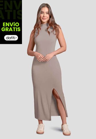 Vestido Largo Mujer Café Pardo Atypical 103739 Atypical