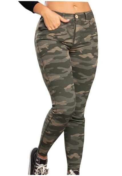 Pantalón Para Mujer Estampado - Verde Militar Atypical