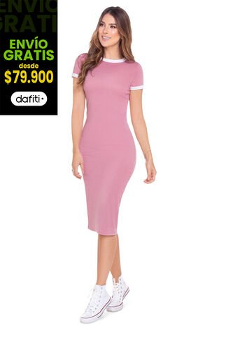 Vestido Corto Mujer Palo De Rosa Oscuro Atypical 46168 Atypical