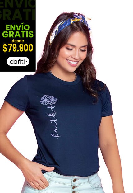 Camiseta Mujer Azul Navy Atypical 87101