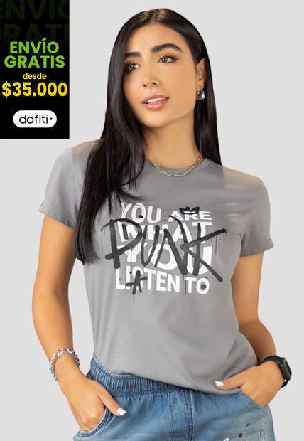 Camiseta Mujer Gris Grafito Atypical 101324