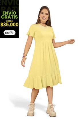 Vestido Mujer Amarillo Pastel Atypical 96302