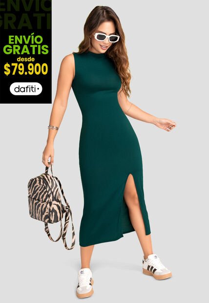 Vestido Largo Mujer Verde Atypical 103739