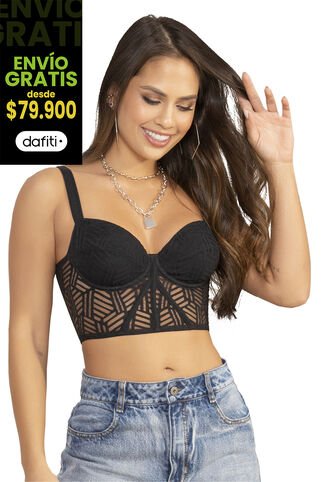 Crop Top Juvenil Negro Atypical 2714 Atypical