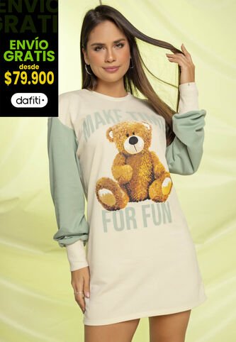 Vestido Corto Mujer Caqui Atypical 2253 Atypical