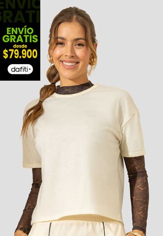 Camiseta Mujer Crema Atypical 114249 Atypical