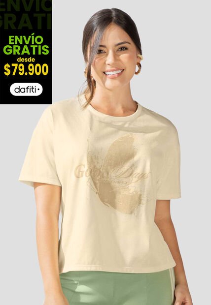 Camiseta Mujer Crema Atypical 114039