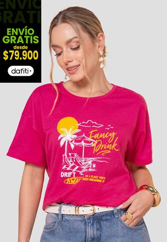 Camiseta Mujer Magenta Vivo Atypical 113628 Atypical
