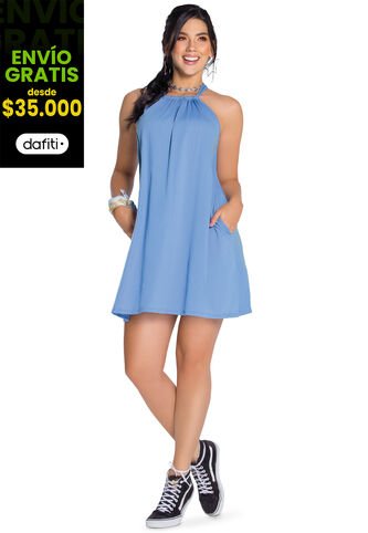 Vestido Corto Para  Mujer Atypical -Mora Azul Atypical