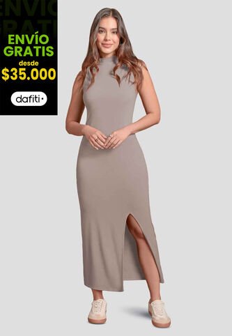 Vestido Largo Mujer Café Pardo Atypical 103739 Atypical