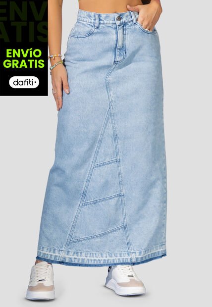 Falda Larga Mujer Azul Claro Atypical 100400
