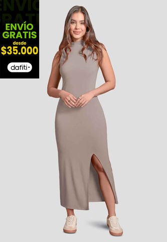 Vestido Largo Mujer Café Pardo Atypical 103739 Atypical