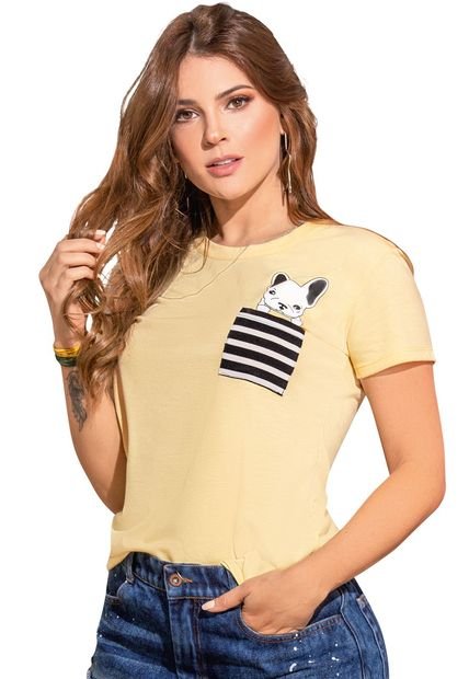 Camiseta Para Mujer Amarillo Pastel ATYPICAL