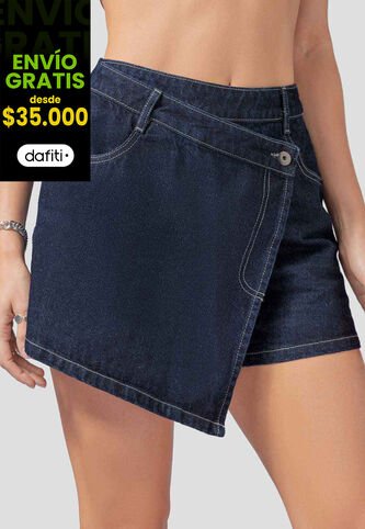 Falda Short Mujer Azul Oscuro Atypical 113743 Atypical