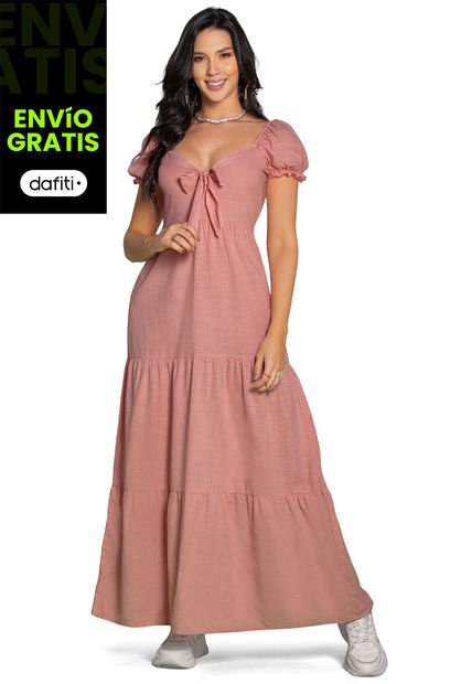 Vestido Largo Mujer Rosa Atypical 88403