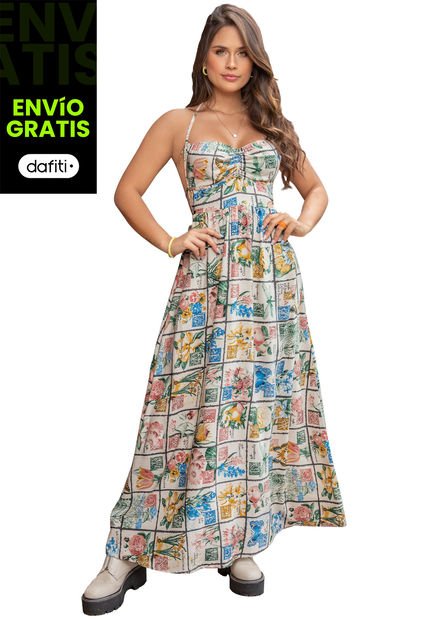 Vestido Largo Mujer Multicolor Atypical 89547