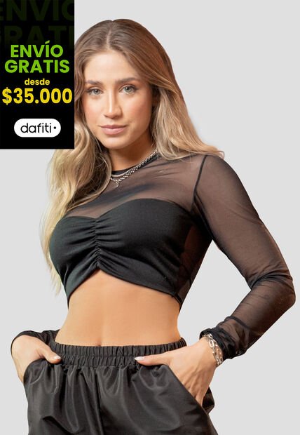 Crop Top Mujer Negro Atypical 105051