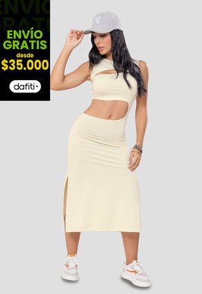 Vestido Largo Mujer Caqui Atypical 105444