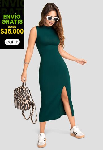 Vestido Largo Mujer Verde Atypical 103739 Atypical