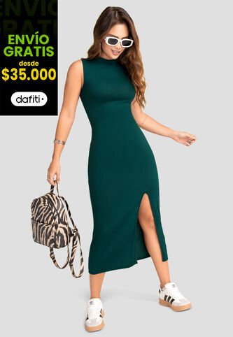 Vestido Largo Mujer Verde Atypical 103739 Atypical