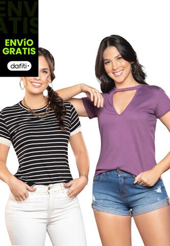 Blusa Paq X2 Mujer Negro-Morado Atypical 87422 Atypical