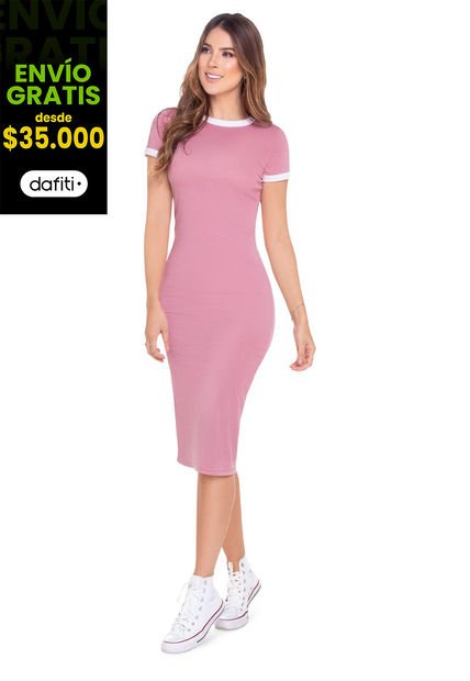 Vestido Corto Juvenil Femenino Palo De Rosa Oscuro Atypical