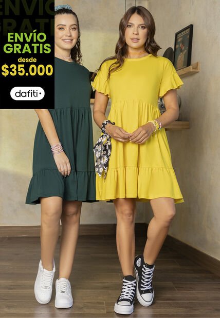 Vestido Corto Mujer Verde Botella Atypical 78987