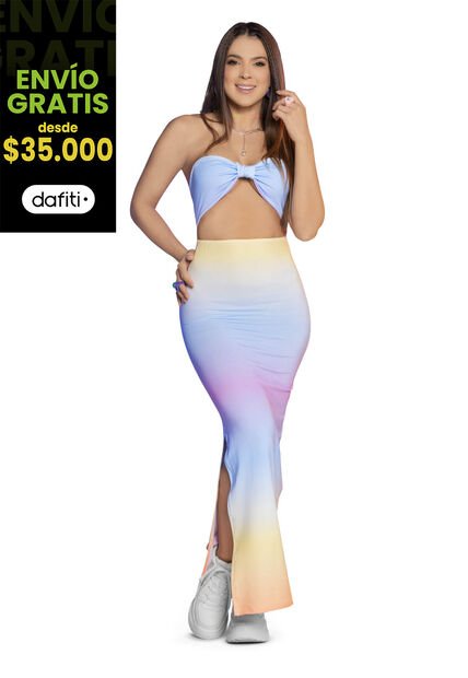 Vestido Largo Mujer Estampado Atypical 4543