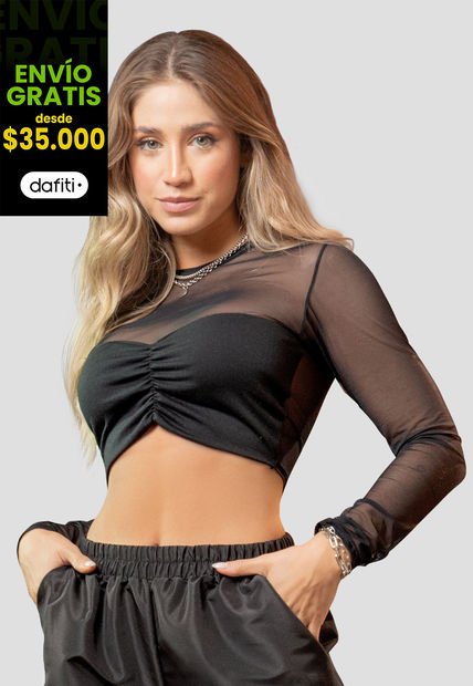 Crop Top Mujer Negro Atypical 105051