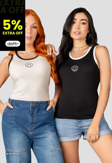 Camiseta Paq X2 Mujer Multicolor Atypical 103295
