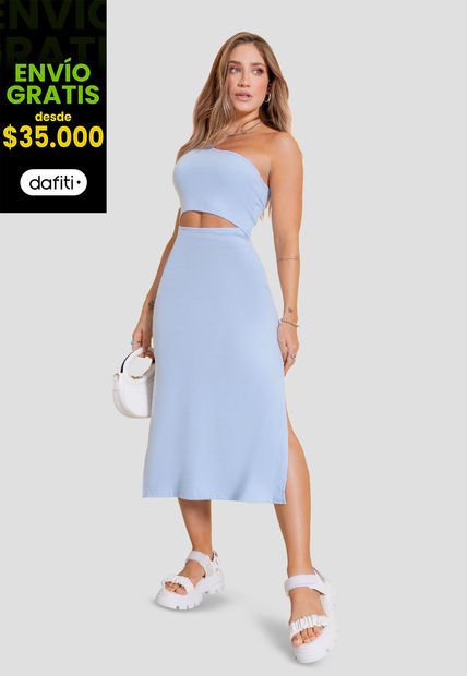 Vestido Mujer Azul Claro Atypical 106872