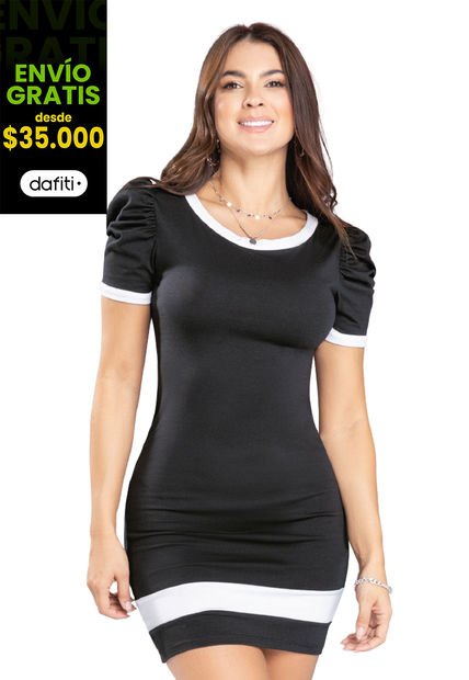 Vestido Corto Mujer Negro Atypical 3444