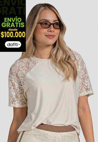 Camiseta Mujer Crema Atypical 114048 Atypical